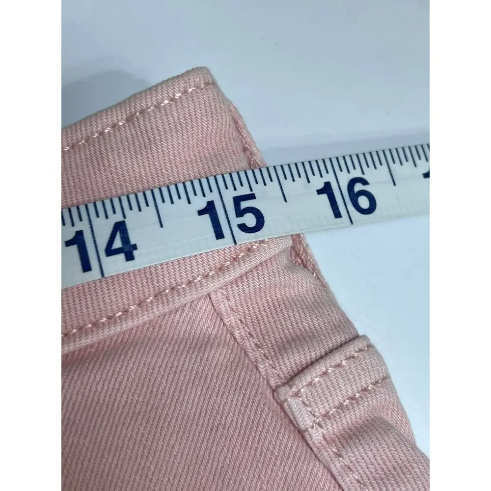 Old Navy Pink Button Fly Denim Skirt Cutoff Size 8 - Picture 4 of 7